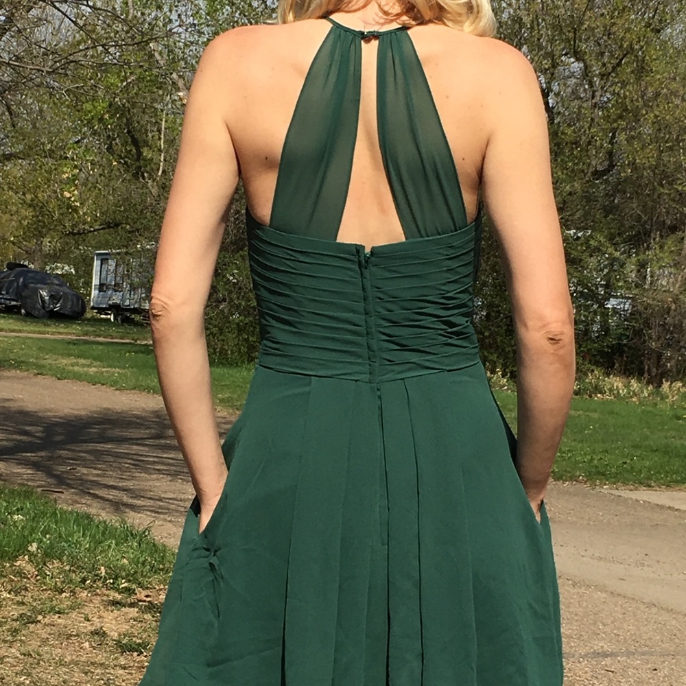 Dark jade green bridesmaid dress from Azazie
